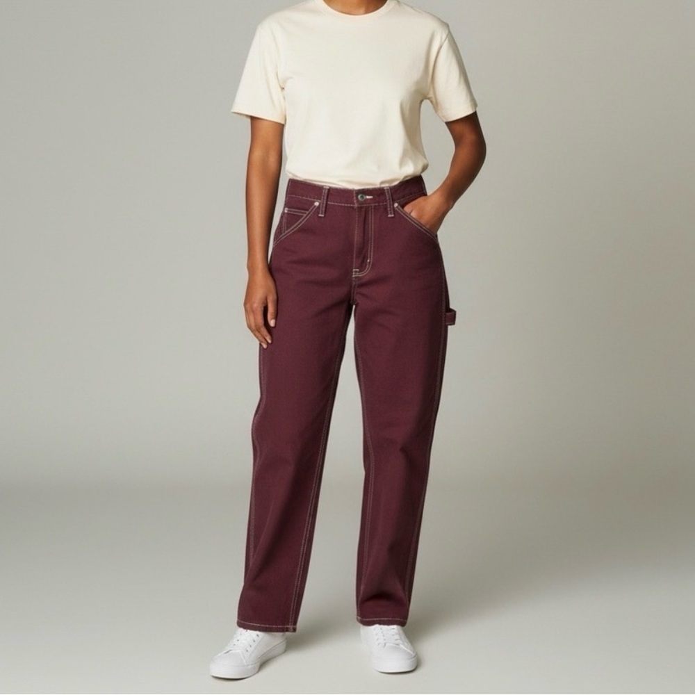 Dickies Relaxed Fit High-Rise Contrast Stitch Twill Carpenter Pants